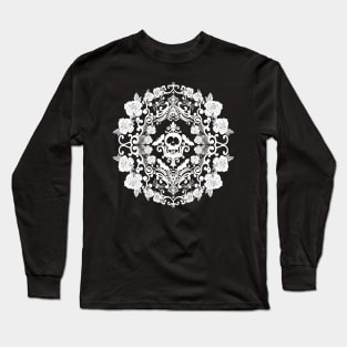 Bonehead & Batwings Damask in White Long Sleeve T-Shirt